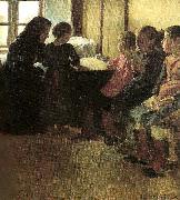 oscar bjorck madam henriksens pigeskole i skagen oil on canvas